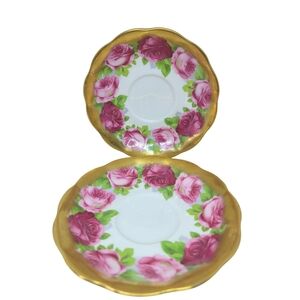 TWO Rare Vintage Royal Albert Old Country Roses Bone China Tea Saucer Dishes